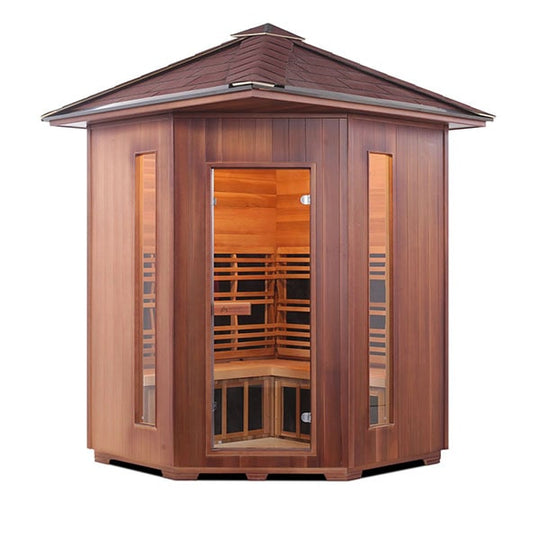 Enlighten Rustic 4 Person Corner Infrared Sauna