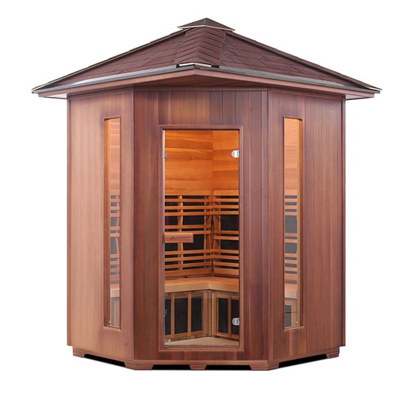Enlighten Rustic 4 Person Corner Infrared Sauna