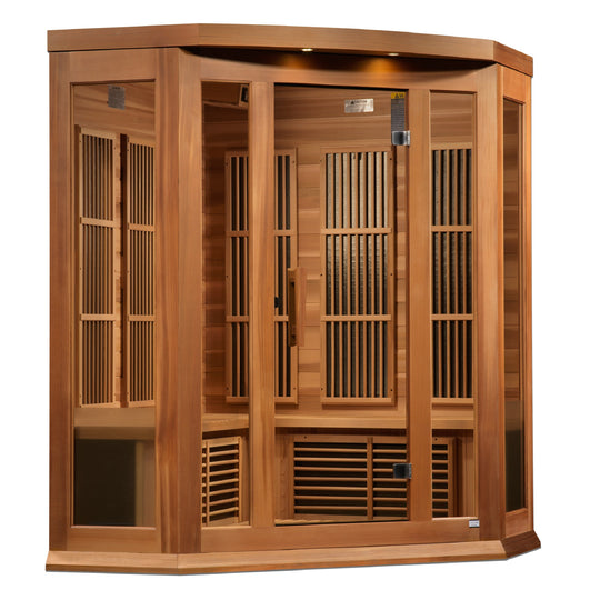 Dynamic Saunas Direct Maxxus "Avignon" 3 Person Corner Near Zero EMF FAR IR Sauna (MX-K356-01-ZF CED / MX-M356-01-ZF CED)